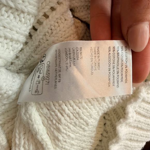 Anthropologie Ivory Pointelle Crochet Open Back Mini Dress Size Large - Picture 8 of 8